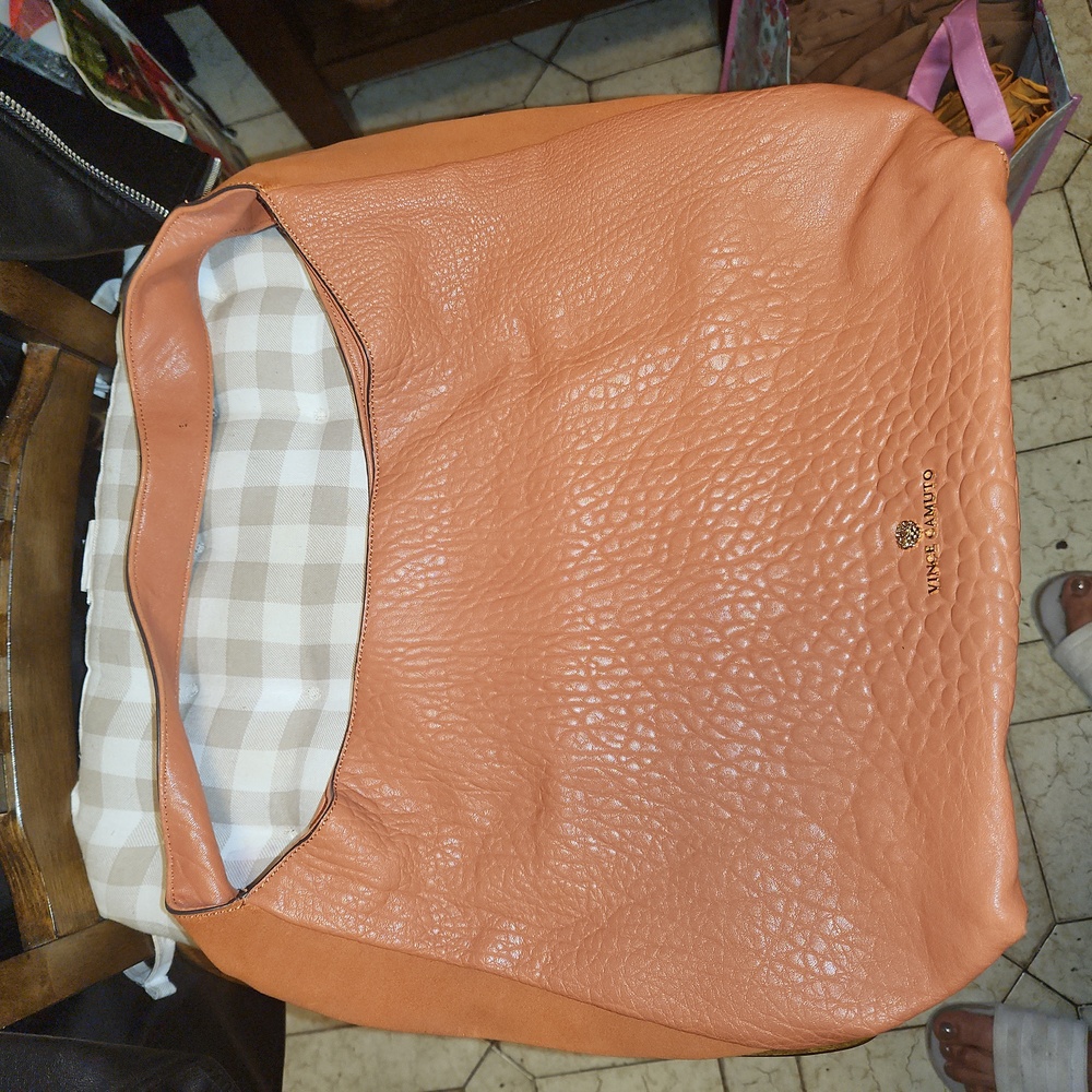 Vince Camuto leather//suede burn orange color